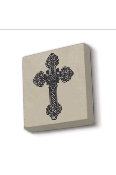 Haç Baskılı Taş Magnet 5X5