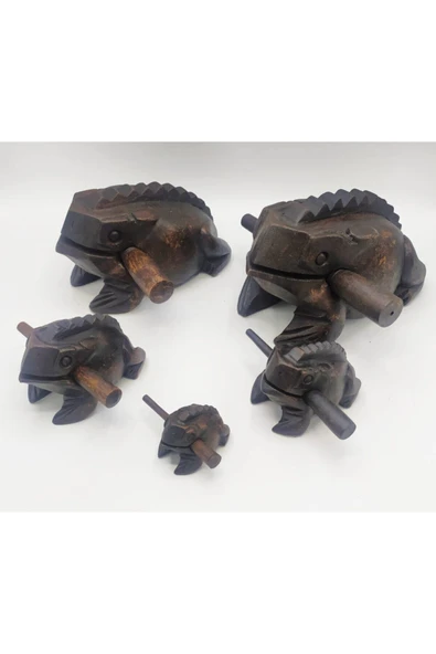 Ses Çıkaran Tayland Şans Kurbağası Kahve Renk 6 cm - 5