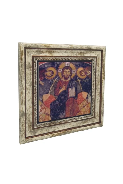 Kapadokya Göreme Karanlık Kilise Freski - Deesis Baskılı Taş Tablo 25X25