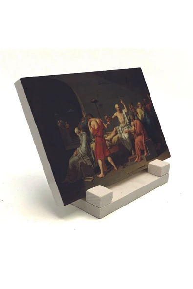 Sokrates'in Ölümü Yağlı Boya (1787 Jacques-Louis David) Baskılı Taş Masaüstlük 10X15