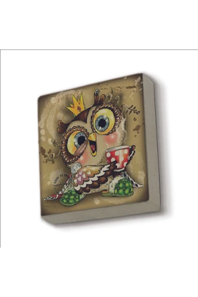 Baykuş Baskılı Taş Magnet 5X5