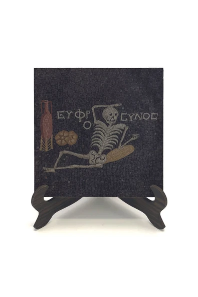 Neşeli ol, hayatını yaşa (İskelet Mozaiği- Hatay) Baskılı MDF Masaüstlük 10X10 - Resim 5