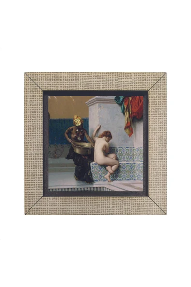 Türk Hamamında İki Kadın (Jean-Léon Gérôme, 1872) Baskılı MDF Magnet 7X7 - 4