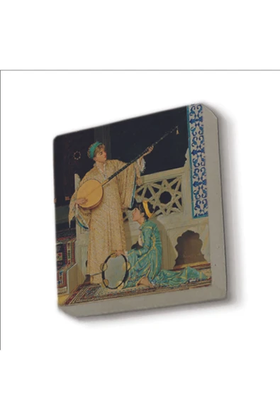 İki Müzisyen Kız (Osman Hamdi Bey, 1880) Baskılı Taş Magnet 5X5