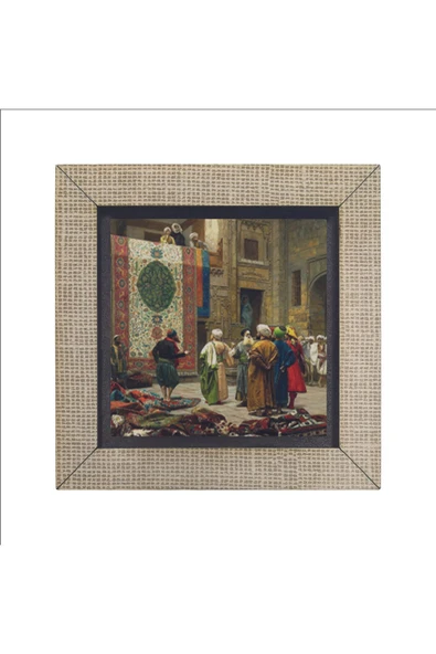 Halı Tüccarı (Osman Hamdi Bey, 1888) Baskılı MDF Magnet 7X7 - 4