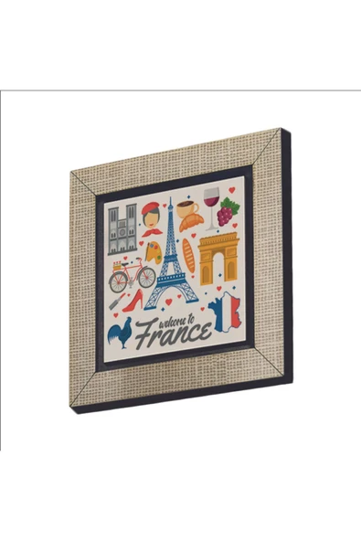 Fransa Sembolleri Baskılı MDF Magnet 7X7