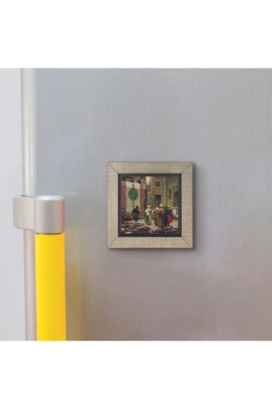 Halı Tüccarı (Osman Hamdi Bey, 1888) Baskılı MDF Magnet 7X7 - 3