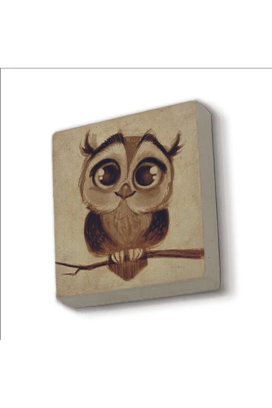 Baykuş Baskılı Taş Magnet 5X5