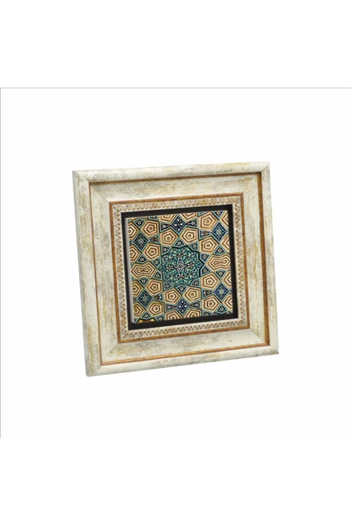 Geometrik Rumi Desen Baskılı Taş Tablo 20x20