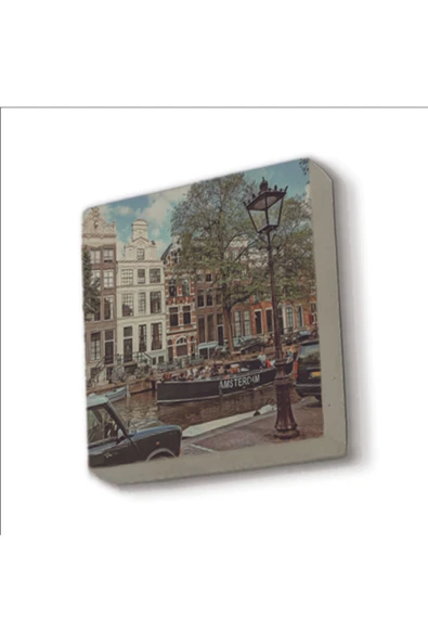 Amsterdam Görseli Baskılı Taş Magnet 5X5