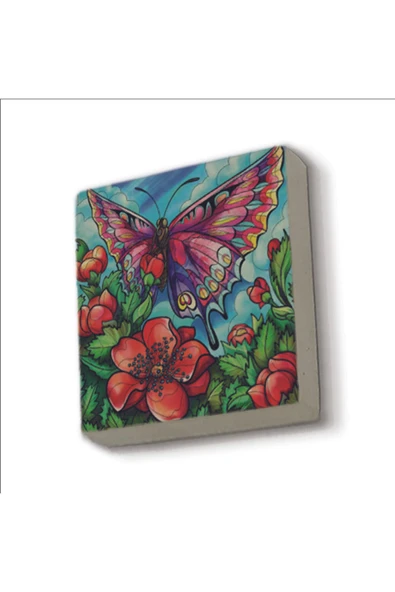 Kelebek Baskılı Taş Magnet 5X5