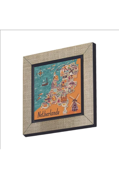 Hollanda Sembolleri Baskılı MDF Magnet 7X7