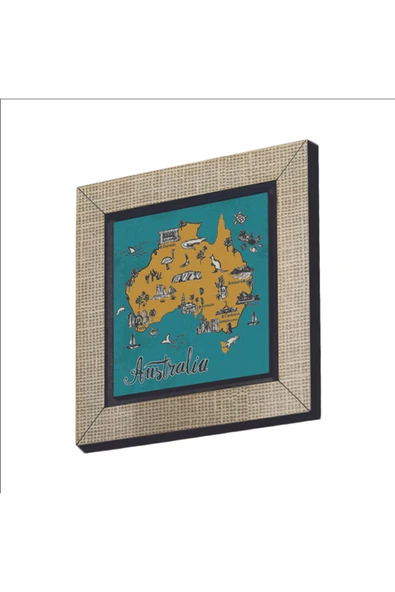 Avustralya Sembolleri Baskılı MDF Magnet 7X7