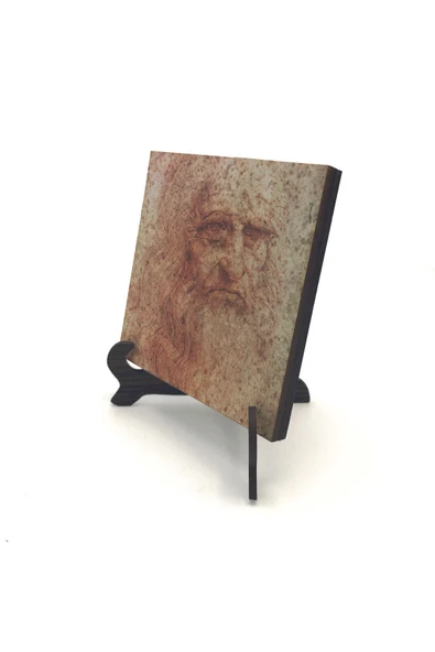 Otoportre (Leonardo Da Vinci, 1512) Baskılı MDF Masaüstlük 10X10