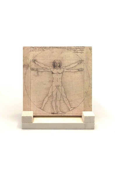 Vitruvius Adamı (Leonardo Da Vinci, 1492) Baskılı Taş Masaüstlük 10X10
