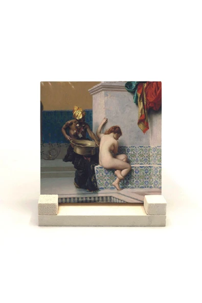 Türk Hamamında İki Kadın (Jean-Léon Gérôme, 1872) Baskılı Taş Masaüstlük 10X10