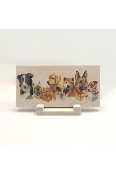 Sevimli Köpekler Baskılı Taş Masaüstlük 10X20