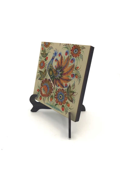 Tavus Kuşu Baskılı MDF Masaüstlük 10X10 - 1