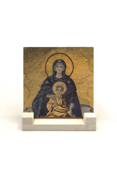 Ayasofya- Meryem Ve Isa Mozaiği Baskılı Taş Masaüstlük 10x10 - 2