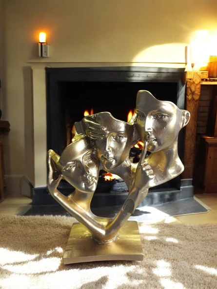 kırılmaz polyester,konuşma duyma görme figür sarı  renk heykel biblosu - Resim 2