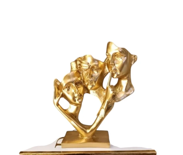 kırılmaz polyester,konuşma duyma görme figür sarı  renk heykel biblosu - Resim 7