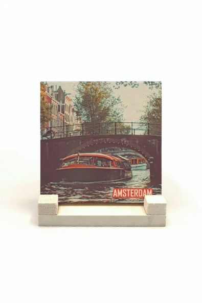 Amsterdam Görseli Baskılı Taş Masaüstlük 10X10
