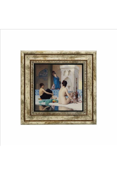 Hamam Sefası (Jean-Léon Gérôme, 1881) Baskılı Taş Tablo 25X25 - 2