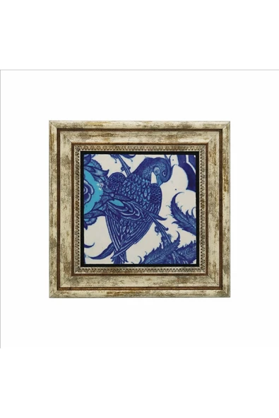 Osmanlı Sülünlü Çini-Topkapı Sarayı Baskılı Taş Tablo 25X25 - Resim 2