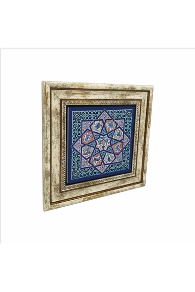 Anadolu Selçuklu Çini Motifi Baskılı Taş Tablo 25X25