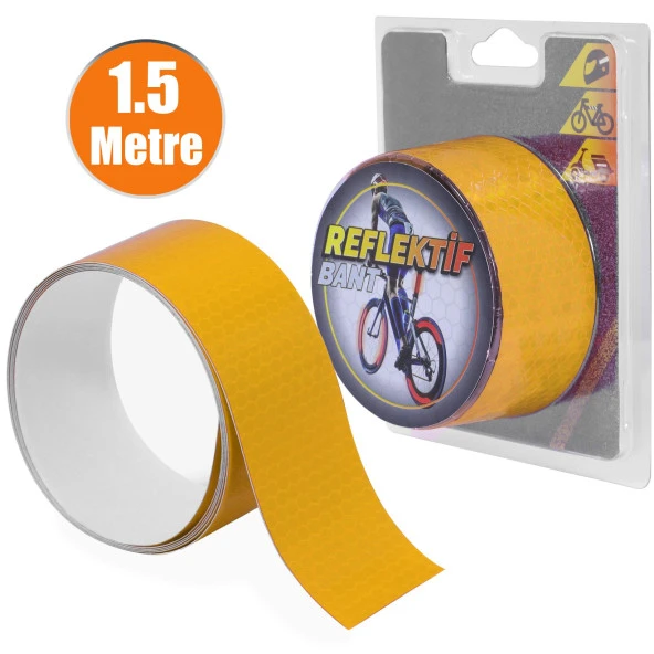 Reflektörlü Reflektif Fosforlu Şerit Bant Reflekte Bisiklet İkaz Bandı Sarı