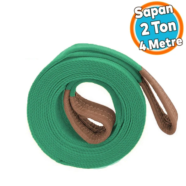 Yük Kaldırma Polyester Spanzet Sapan Yeşil Renk 2 Ton 4 Metre Sağlam Taşıma İndirme Araç Çekme Halat