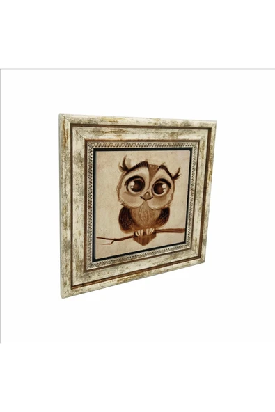 Baykuş Baskılı Taş Tablo 25X25
