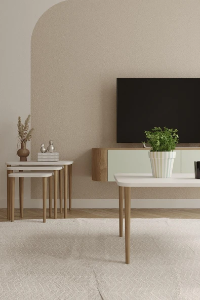 Zigon ve Orta Sehpa Seti | Salon Seti | Sehpa Seti | Oturma Odası Seti Dikdörtgen - 2