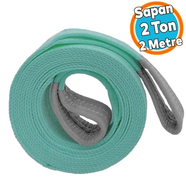 Yük Kaldırma Sapan Polyester Spanzet 2 Ton 2 Metre Turkuaz Sağlam Taşıma İndirme Araç Çekme Halat