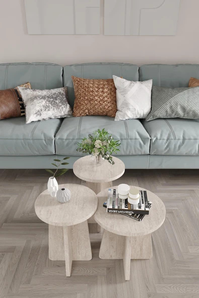 Mantar Sehpa 3'lü Set – Şık ve Fonksiyonel Zigon Sehpa, Yan Sehpa ve Orta Sehpa Takımı - 6