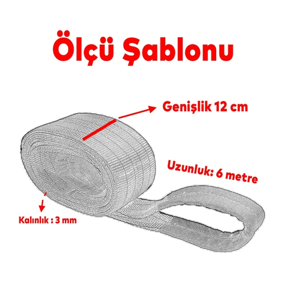 Yük Kaldırma Sapan Polyester Spanzet 5 Ton 6 Metre Kırmızı Sağlam Taşıma İndirme Araç Çekme Halat - 3