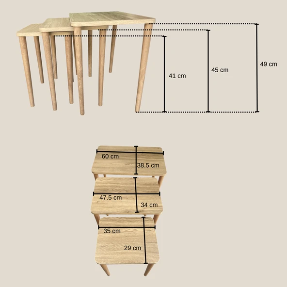 Zigon ve Orta Sehpa Seti | Salon Seti | Sehpa Seti | Oturma Odası Seti Dikdörtgen - 12