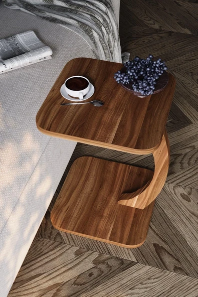woodaria  C Sehpa, Koltuk Sehpası, Yan Sehpa, Zigon Sehpa, Servis Sehpası, Oturma Odası, Kahve Sehpası Kare - 3