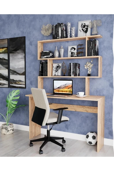 woodaria  Kitaplıklı Çalışma Masası, Çalışma Masası, Çocuk Çalışma Masası, Bilgisayar Masası, Ofis Masası ,Mas - Resim 2