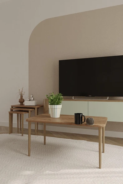 Zigon ve Orta Sehpa Seti | Salon Seti | Sehpa Seti | Oturma Odası Seti Dikdörtgen - 7