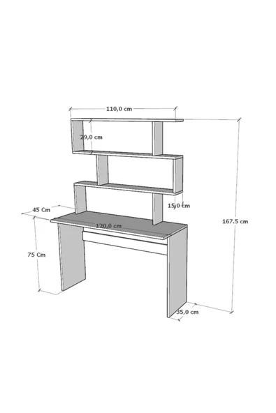 woodaria  Kitaplıklı Çalışma Masası, Çalışma Masası, Çocuk Çalışma Masası, Bilgisayar Masası, Ofis Masası ,Mas - Resim 5