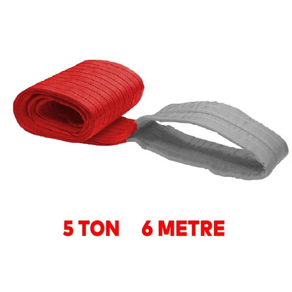 Yük Kaldırma Sapan Polyester Spanzet 5 Ton 6 Metre Kırmızı Sağlam Taşıma İndirme Araç Çekme Halat - 2