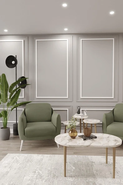 woodaria  Zigon Ve Orta Sehpa Seti, Salon Seti, Sehpa Seti, Oturma Odası Set Oval - 2