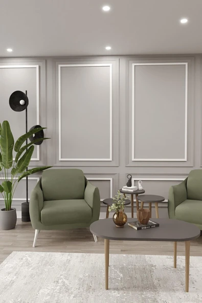 woodaria  Zigon Ve Orta Sehpa Seti, Salon Seti, Sehpa Seti, Oturma Odası Set Oval - 2