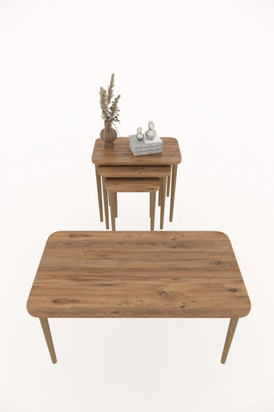 Zigon ve Orta Sehpa Seti | Salon Seti | Sehpa Seti | Oturma Odası Seti Dikdörtgen - 10