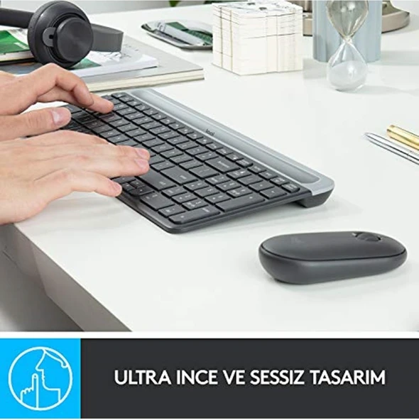 Logitech MK470 Slim Combo Kablosuz Klavye Mouse Seti 12 Fn Kısayolu ile Kompakt Klavye Sağ - 3