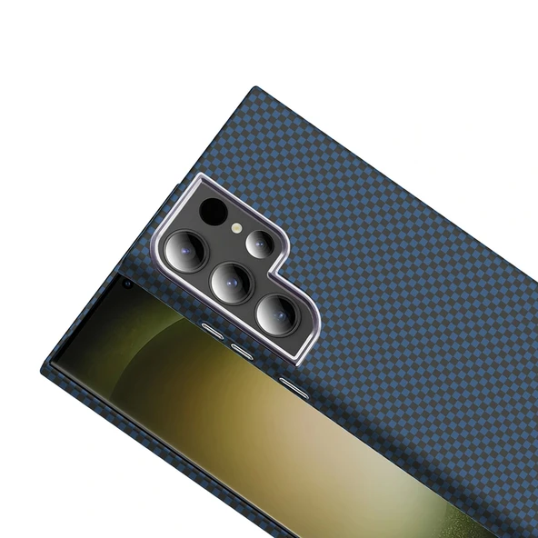 Galaxy S23 Ultra Kılıf M-safe Şarj Özellikli Karbon Fiber Görünümlü Redclick Gros Kapak - Resim 11