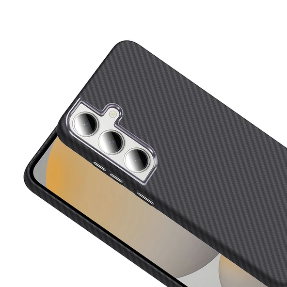 Galaxy S24 FE Kılıf M-safe Şarj Özellikli Karbon Fiber Görünümlü Redclick Gros Kapak - Resim 9