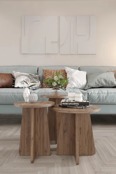Mantar Sehpa 3'lü Set – Şık ve Fonksiyonel Zigon Sehpa, Yan Sehpa ve Orta Sehpa Takımı - 12