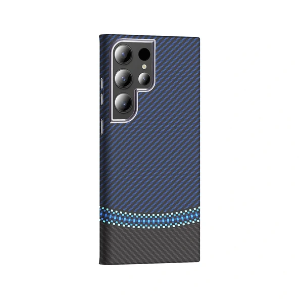 Galaxy S23 Ultra Kılıf M-safe Şarj Özellikli Karbon Fiber Görünümlü Redclick Gros Kapak - Resim 8
